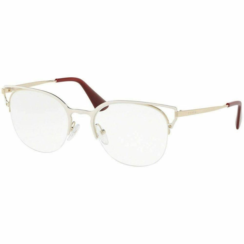 Prada Cat Eye Eyeglasses Ivory Gold W/Demo